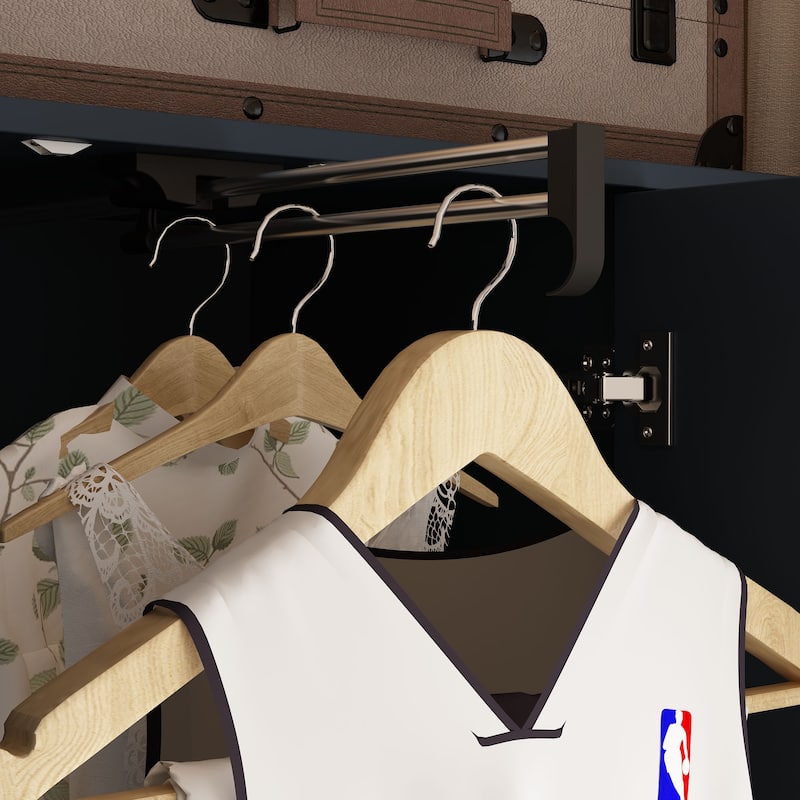 Wardrobe Closet Armoire wi/Mirror & Scalable Hanging Rod Space Saving