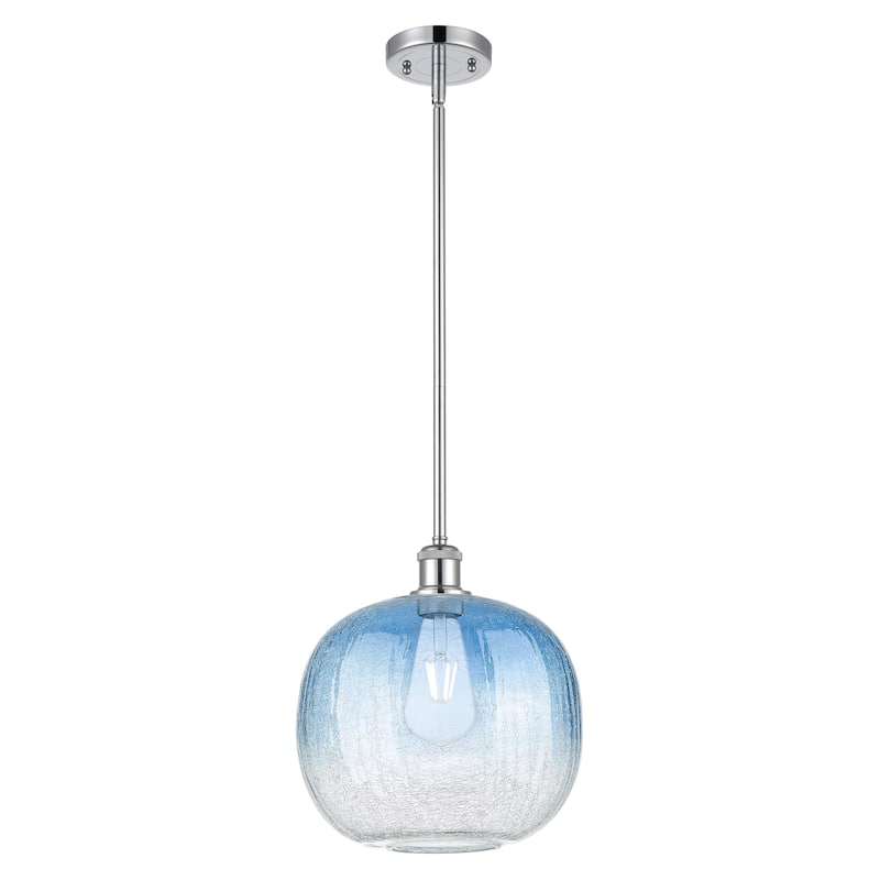 Innovations Lighting Endless Possibilities Ballston - Brookhaven Sphere - 1 Light 11" Stem Hung Mini Pendant - Polished Chrome/Sapphire Blue