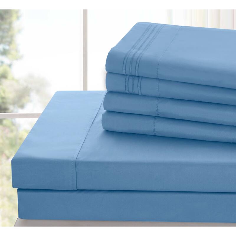 6 Piece Bed Sheet Set Deep Pocket Ultra Soft Microfiber Bedding Sheets