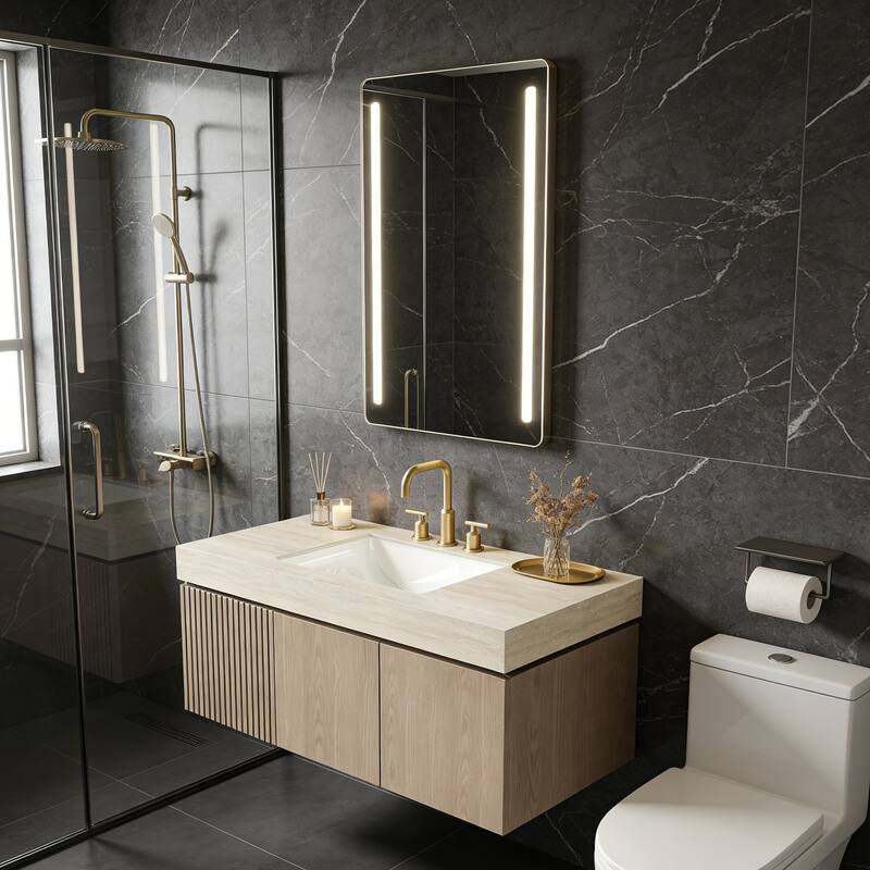 Mondern Floating Bathroom Vanity with 3 Pre-drilled Faucet Holes