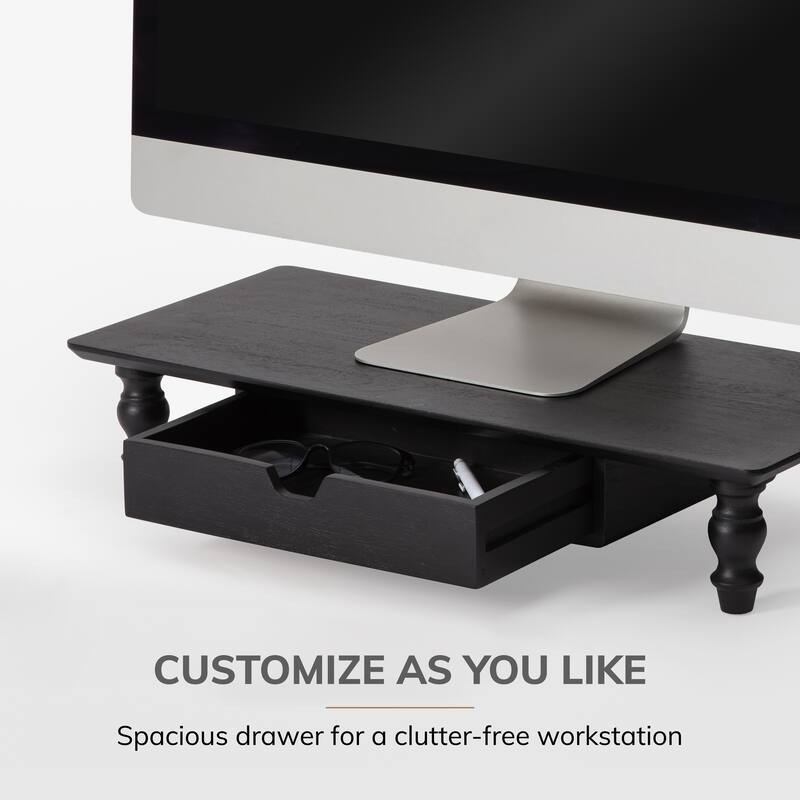 Jani Wood Monitor Stand Riser Desk - Ergonomic Design Stand, Desktop Organizer Table for Home, Office Workspace, Gaming Desk