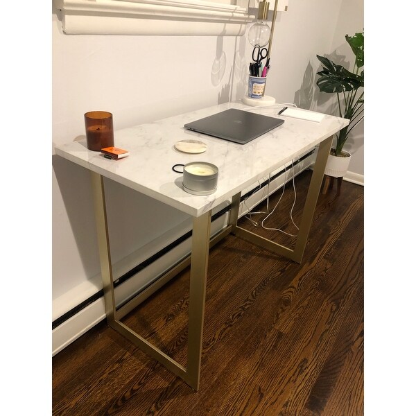 Silver orchid madsen faux shop marble writing desk