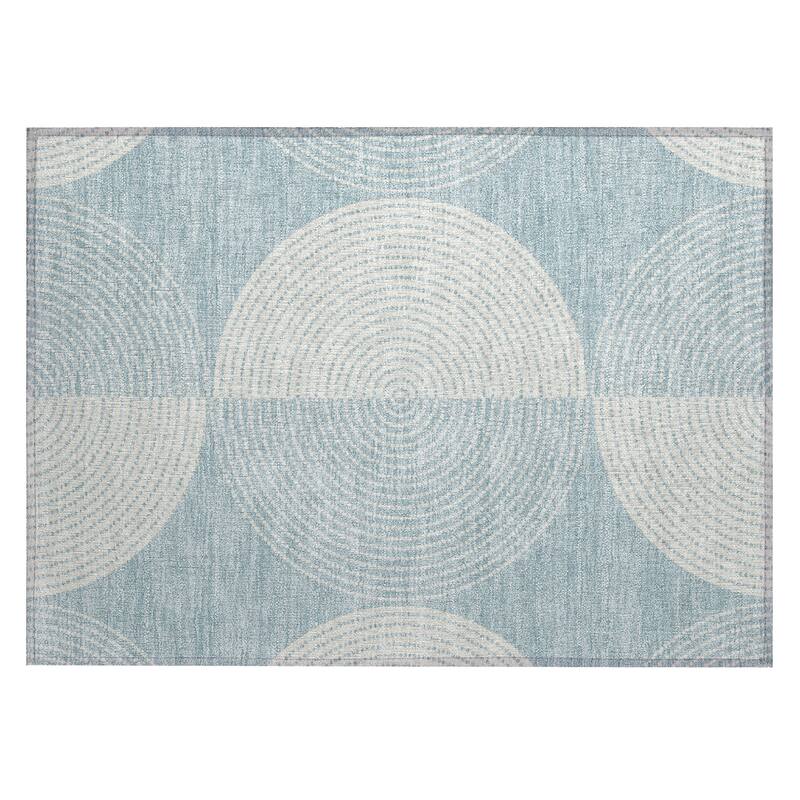 Machine Washable Indoor/ Outdoor Geo Circles Chantille Rug