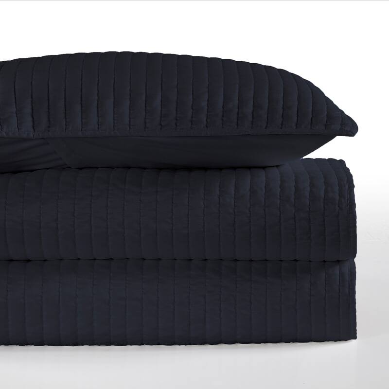 Indigo Hill by HiEnd Accents Satin Channel Quilt Set, 3PC