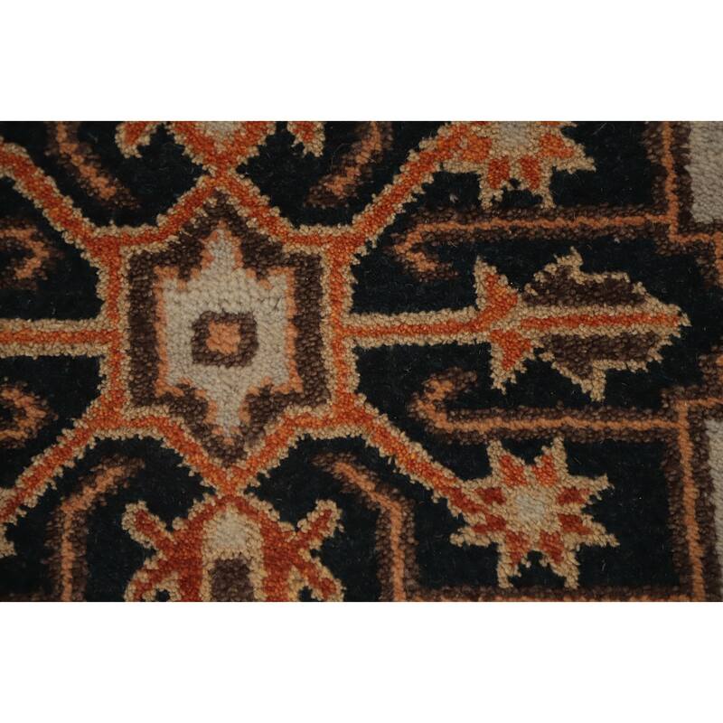Hand Knotted Oriental 100% Wool Carpet Traditional Geometric Beige & Ivories Kazak Runner Rug - 7' 11'' X 2' 7''