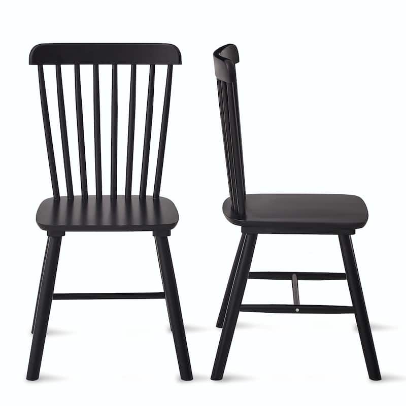 Set of 4 Rubber Wood Dining Chairs, Solid Wood