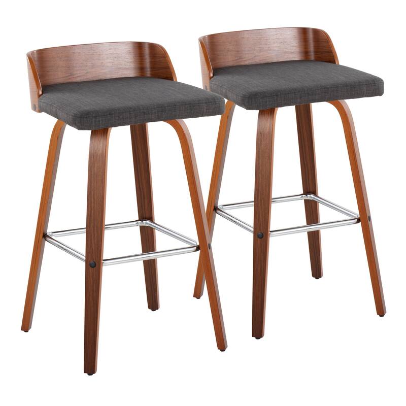 Carson Carrington Marstrand 30" Fixed-Height Bar Stool with Bent Wood Legs & Square Footrest (Set of 2)
