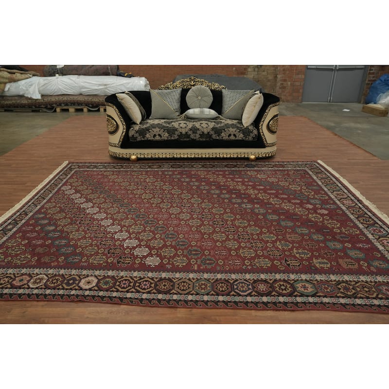 Hand Woven Oriental 100% Wool Carpet Traditional Tribal Oranges & Rust Sumak Area Rug - 12' 0'' X 9' 5''