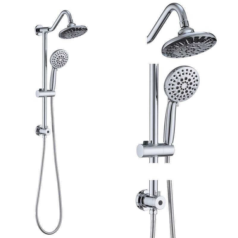 PROOX 5 Sprayer Shower Head Faucet with Handheld Slide Bar - 6 - Chrome
