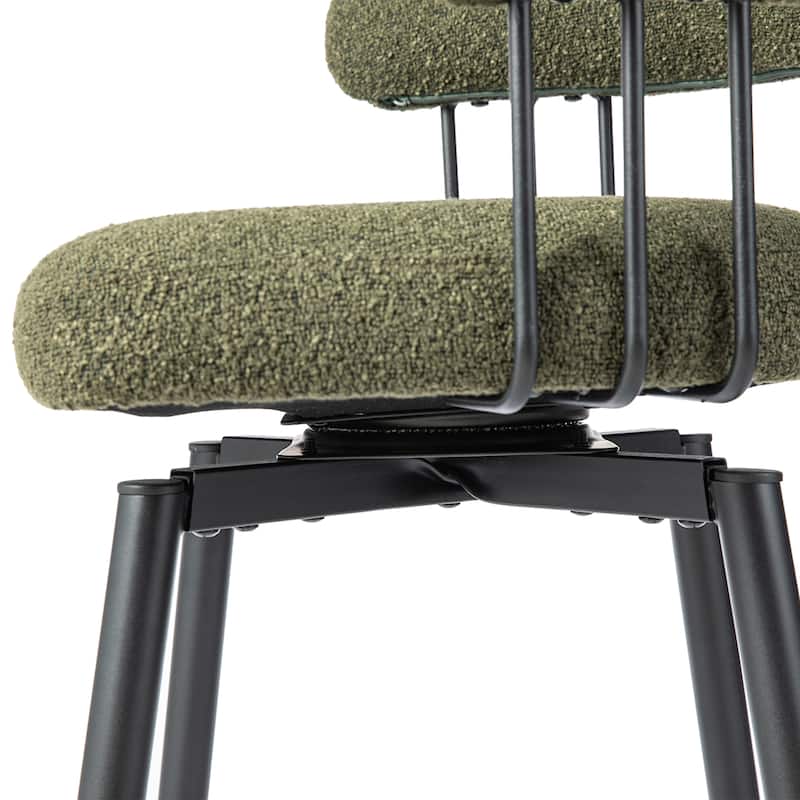 Glitzhome Set of 2 or 4 Modern Fabric Swivel High Bar Stool with Tapered Metal Legs