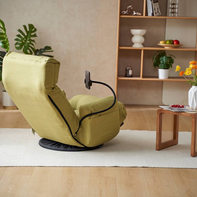 Adjustable Lounge Sofa Chair with 360° Rotating Base and Built-In Phone Holder