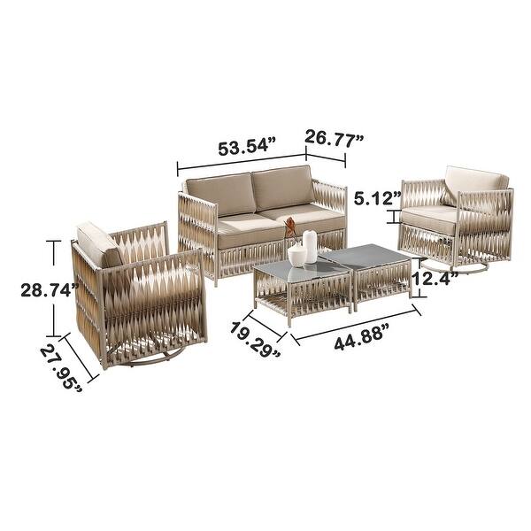 Art Leon 6Piece Outdoor Loveseat, Swivel Chairs and Coffee Table Set
