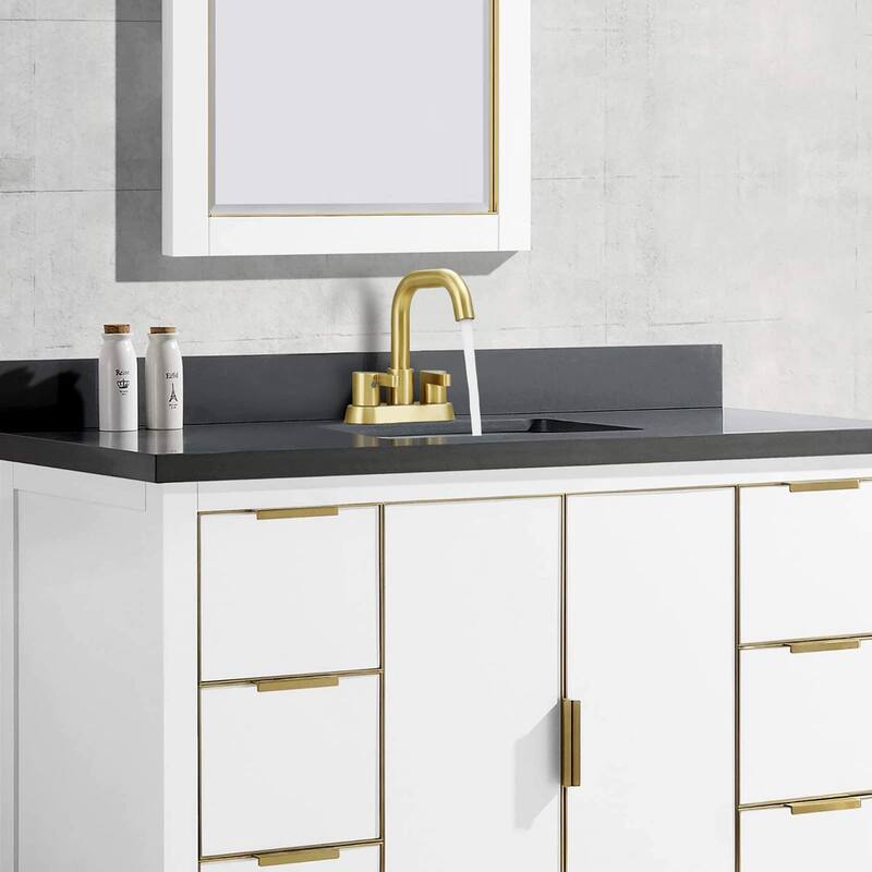 Modern 2 Handle 360° Swivel Bathroom Sink Faucet with Pop Up Drain and Water Supply Line, Anti Fingerprint, Anti Rust