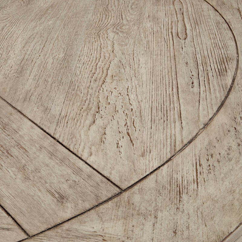 Benchwright Round Antique Grey Oak Dining Table by iNSPIRE Q Artisan