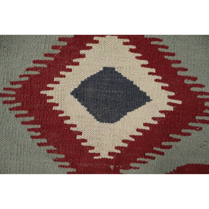 Hand Woven Oriental 100% Wool Carpet Southwestern Tribal Greys & Charcoal Kilim Area Rug - 10' 3'' X 8' 5''
