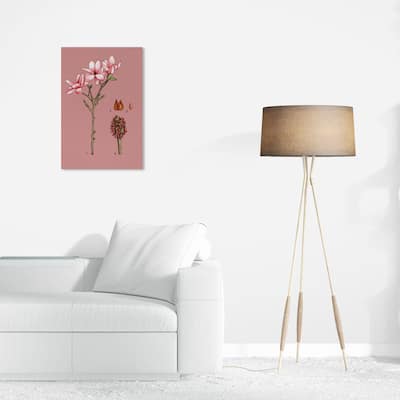 Wynwood Studio Canvas Floral and Botanical Pink Flower Fruit Pink and Rustic Wall Art Canvas Print