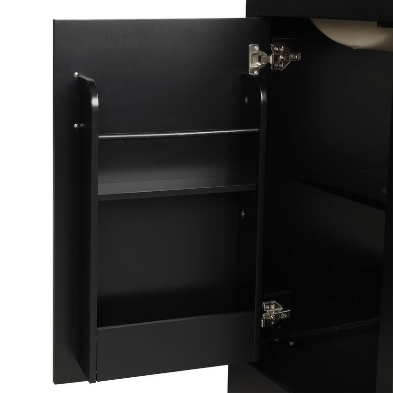 20" White Bathroom Vanity with Ceramic Sink, Soft Closing Door, Adjustable Shelve & Storage Rack, Freestanding Design