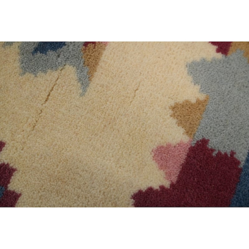 Hand-knotted Tribal Wool Beige Geometric Oriental Area Rug - 11' 4'' X 8' 3''