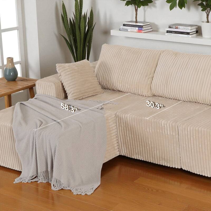 Modern Modular Sectional Sofa with Chaise and Pillows, Deep Seat Cloud L-Shape Couch for Living Room, 3-Seater