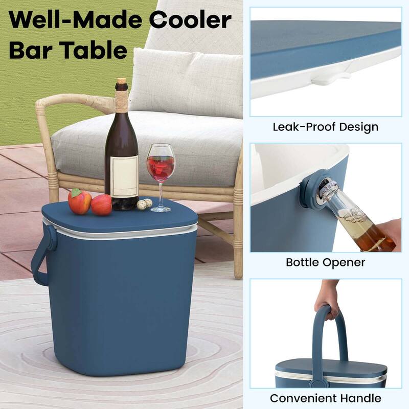 Costway 4 Gallon Portable Cooler Bar Table with Handle Bottle Opener & - See Details