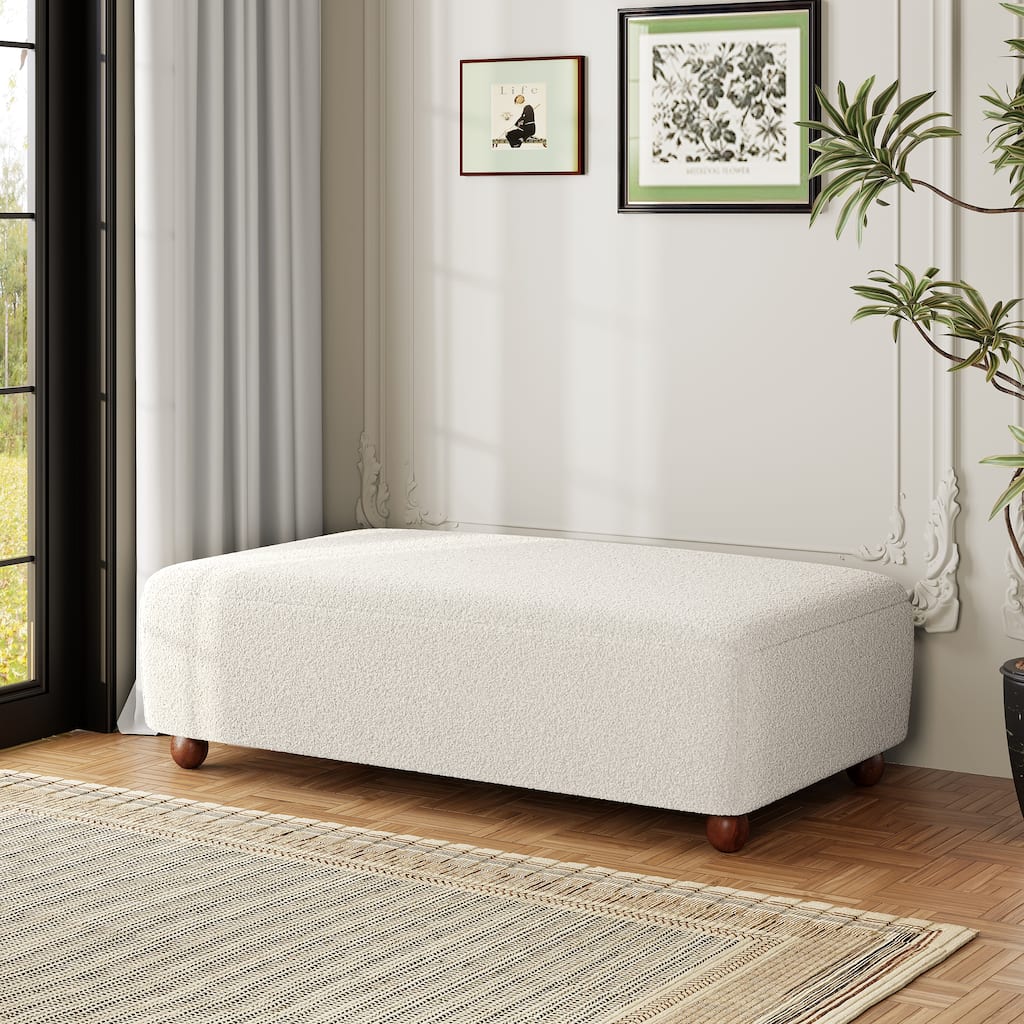 Christopher Knight Home - Modern Comfort Boucle Upholstered Ottoman Bench with Solid Wood Legs