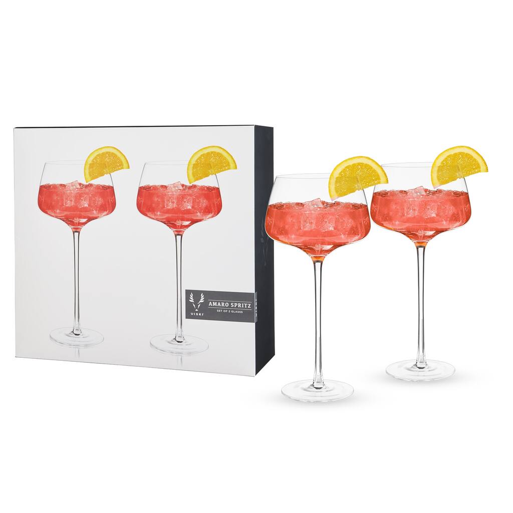 Angled Crystal Amaro Spritz Glasses by Viski - 9.44882" x 4.52756"