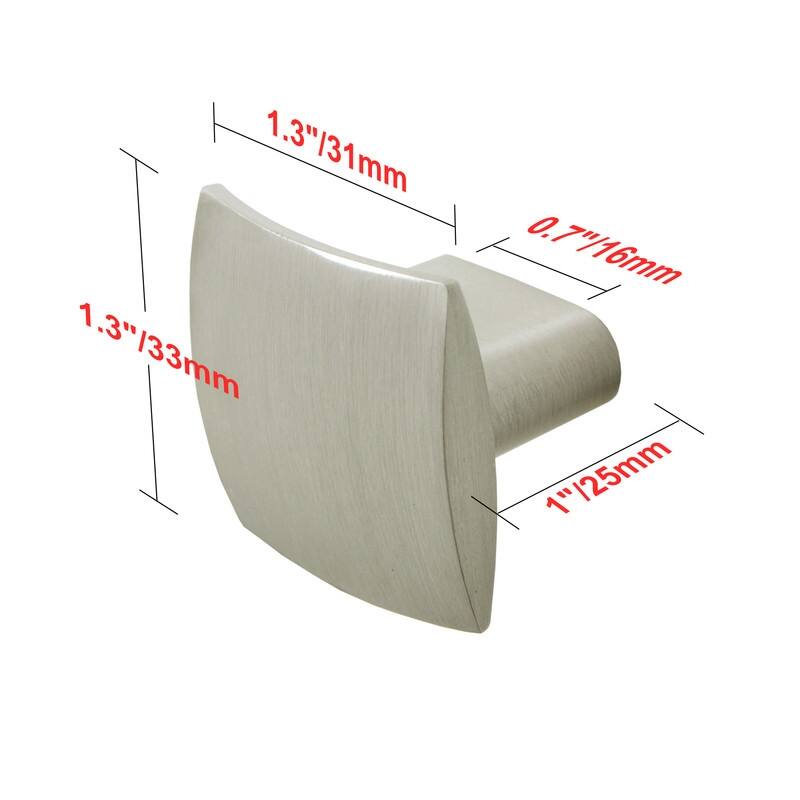 Utopia Alley Rhonda Contoured Square Cabinet Ring Pull Knob - Vintage Cabinet Hardware with Hand Finished Brushed Nickel 1.3"