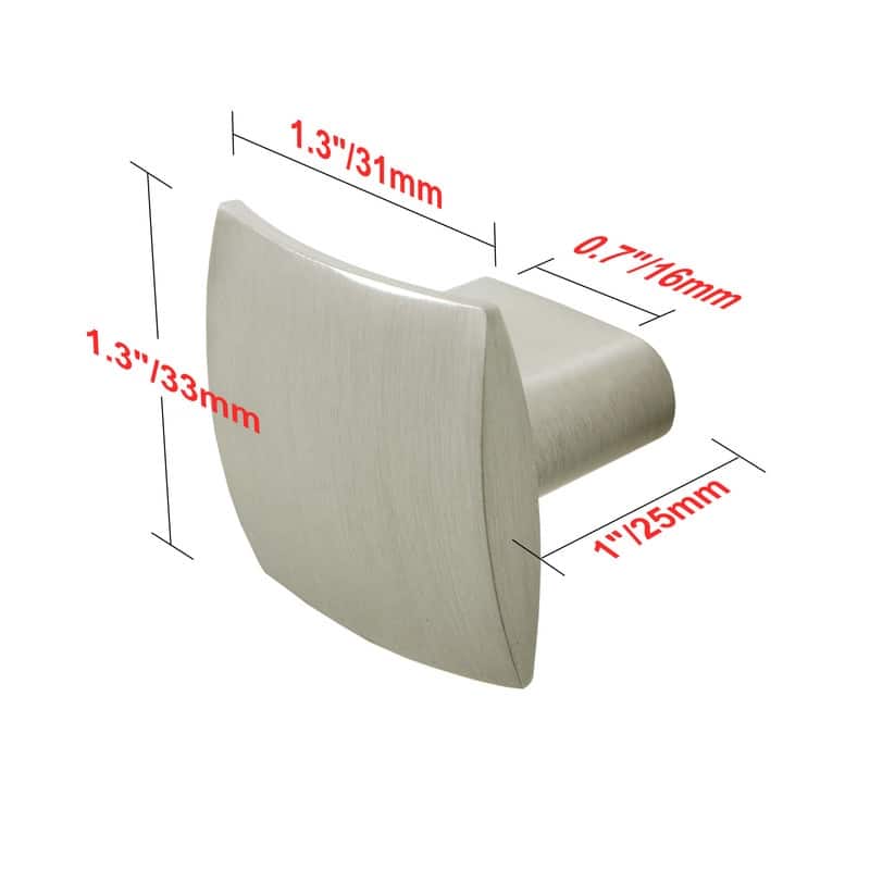 Utopia Alley Rhonda Contoured Square Cabinet Ring Pull Knob 1.3" - Vintage Cabinet Hardware with Hand, Brushed Nickel