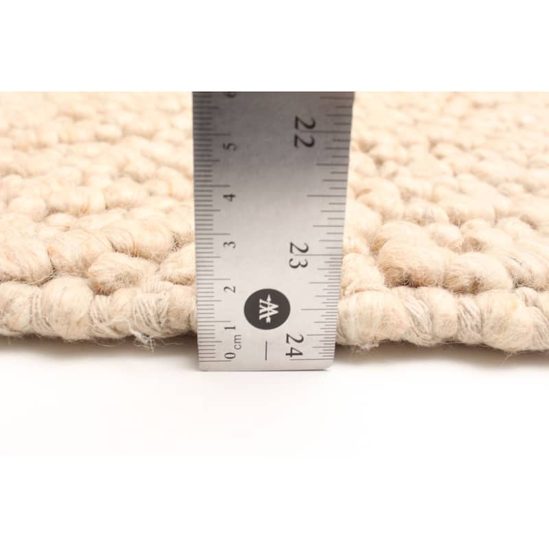 ECARPETGALLERY Braid weave Sienna Beige Wool Rug - 4'0 x 5'11