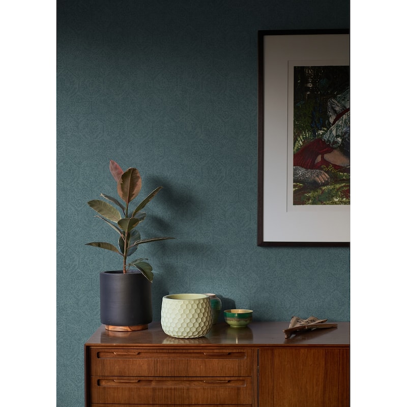 Advantage Edsel Blue Geometric Wallpaper - 20.9in x 396in x 0.025in - 20.9in x 396in x 0.025in