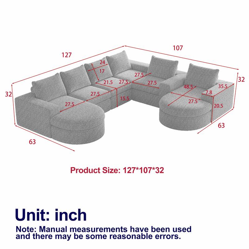 Roomfitters 99" Modern Chenille Cloud Curved Sectional Sofa with Chaise, L-Shaped Couch, for Living Room or Apartment