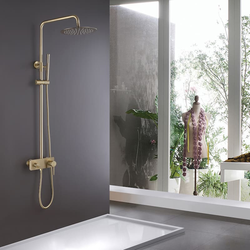 Modland 3-Function Wall Mount Shower System - Brushed Gold, 2.6GPM, cUPC Valve