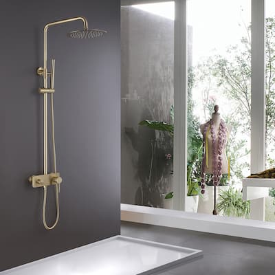 Modland 3-Function Wall Mount Shower System - Brushed Gold, 2.6GPM, cUPC Valve