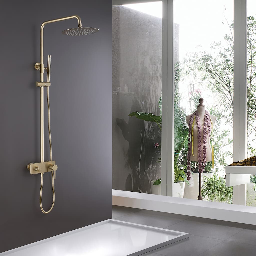 Modland 3-Function Wall Mount Shower System - Brushed Gold, 2.6GPM, cUPC Valve