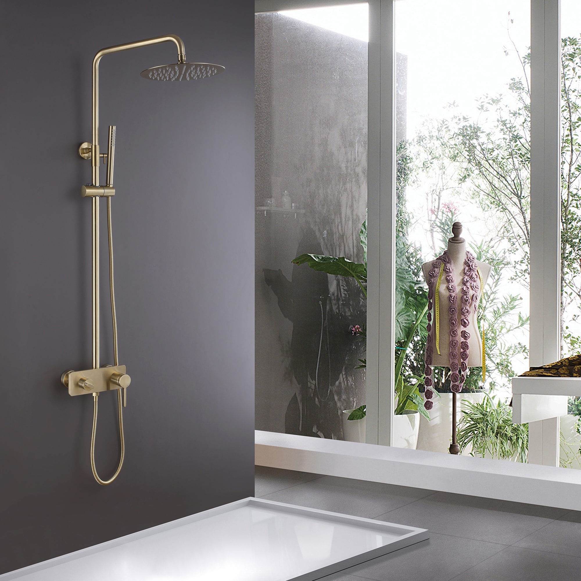 Modland 3-Function Wall Mount Shower System - Brushed Gold, 2.6GPM, cUPC Valve