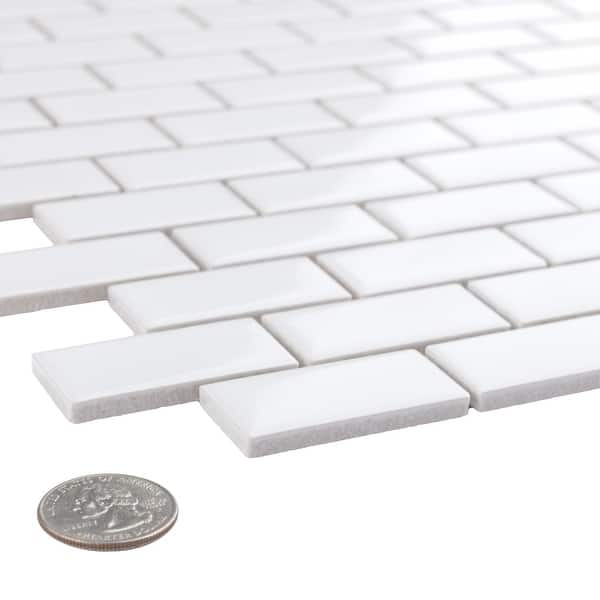 1 plaque de mosaïque mur / sol Receveur céramique effet marbre blanc 30.6 x 30.6 | Leroy Merlin