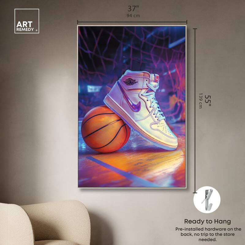 Neon Basketball Court Canvas by Art Remedy
