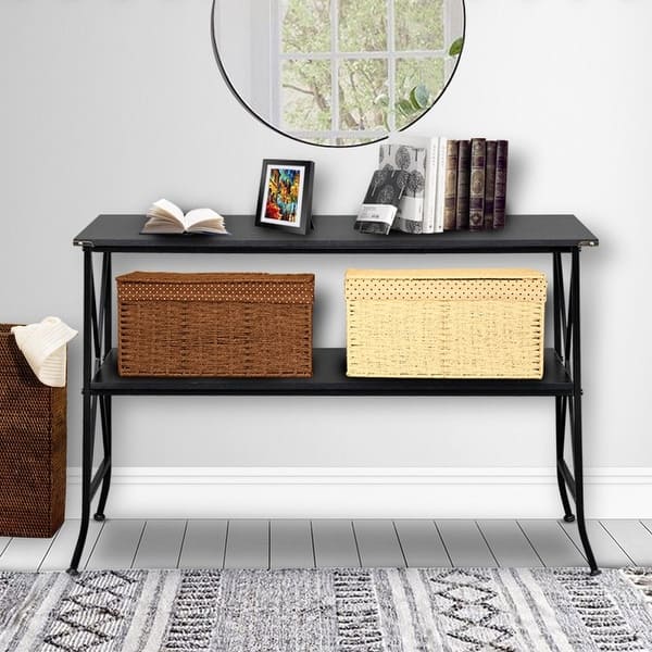 Shop Porch Den Stonehedge Black Iron 2 Tier X Design Console