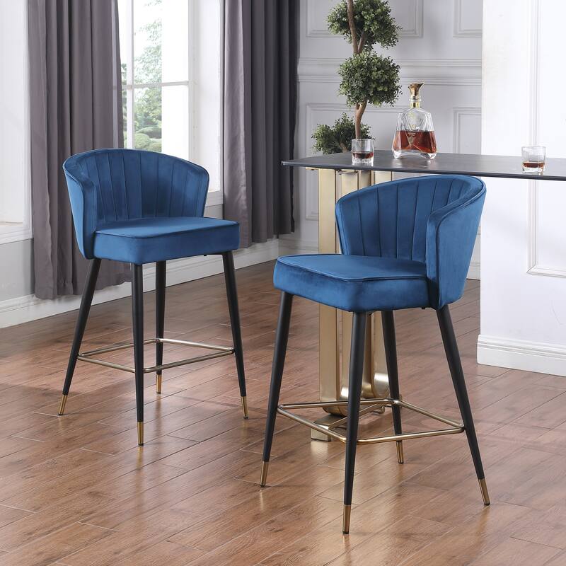 Contemporary Velvet Upholstered Counter Height Stool