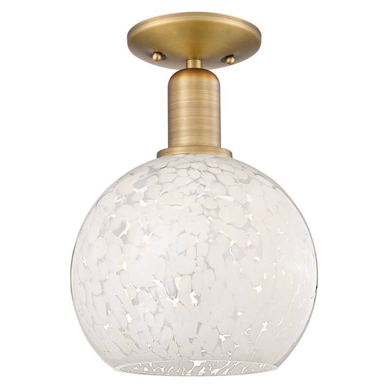 Innovations Lighting Endless Possibilities Arcadia - White Mouchette - 1 Light 8" Semi-Flush Mount - Brushed Brass