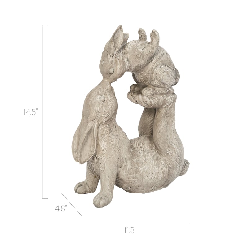 14.5 in Resin Kissing Bunnies Statue