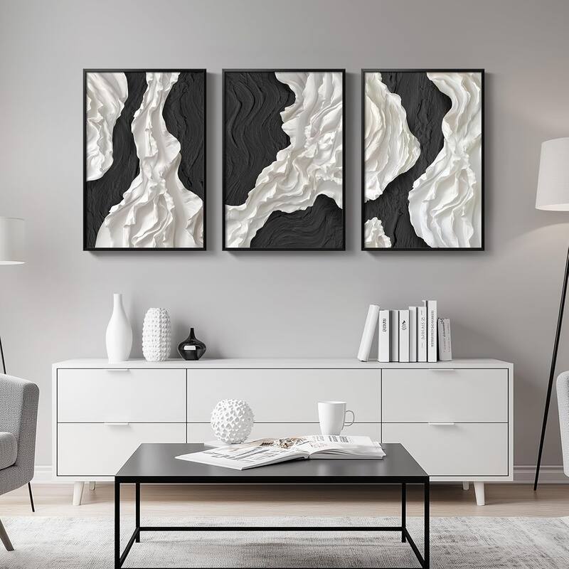 Framed Black and White Abstract Wall Art