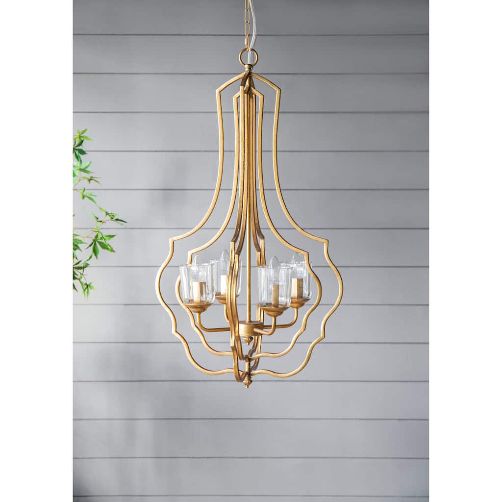 4 - Light Metal Chandelier, Hanging Light Fixture with Adjustable Chain, Bulb Not Included