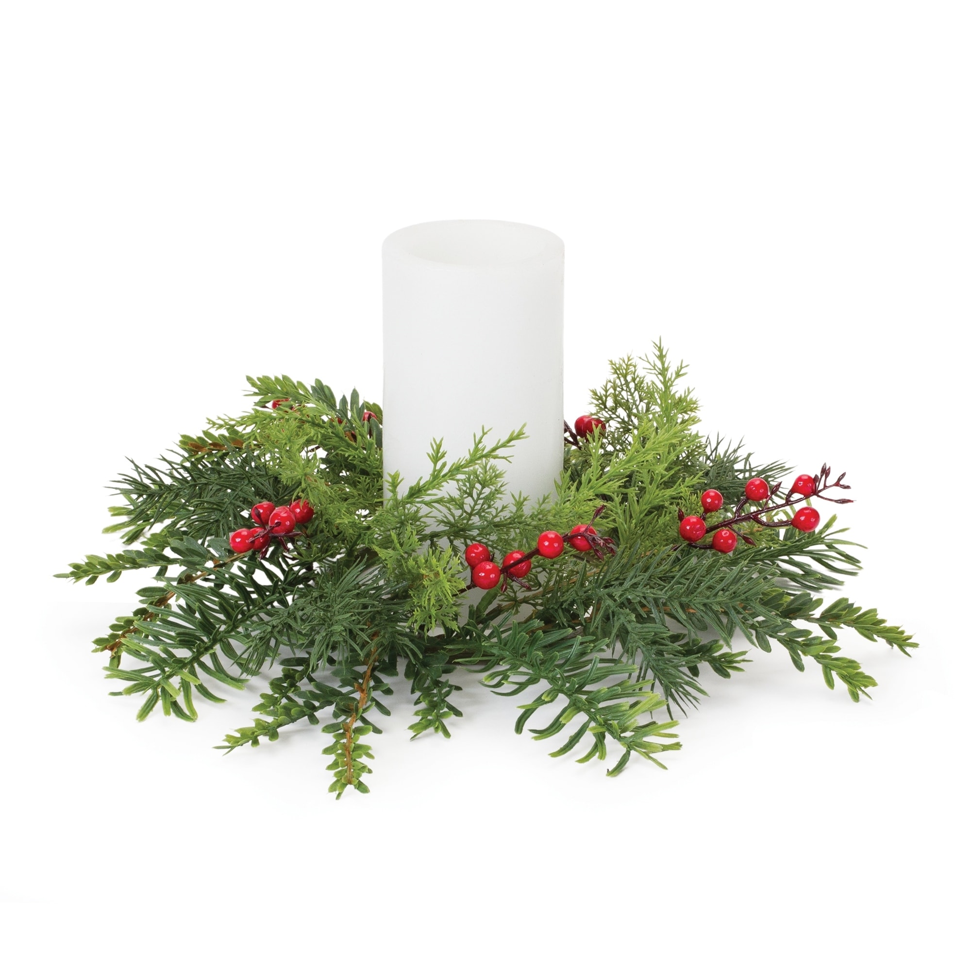 Pine Berry Candle Wreath 14