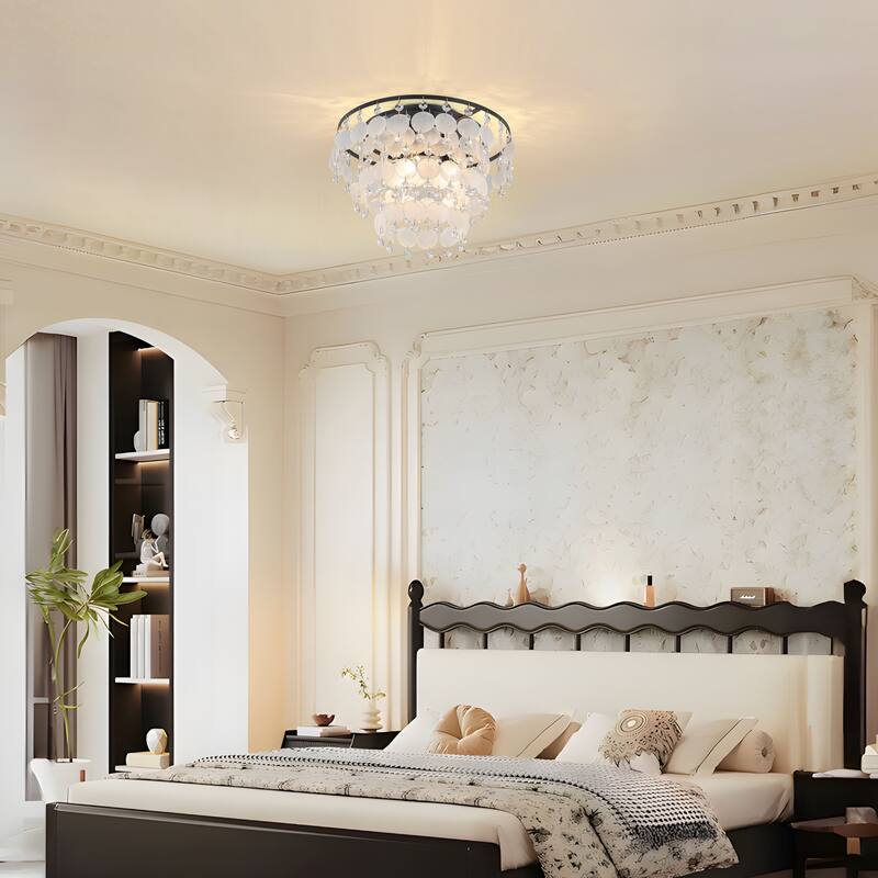 Starsky Coastal 3-Light Tiered Shell Flush Mount