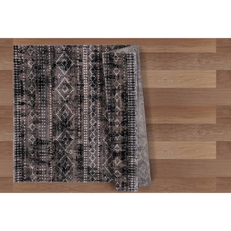 Desire Collection Abstract Brown/Black Area Rug