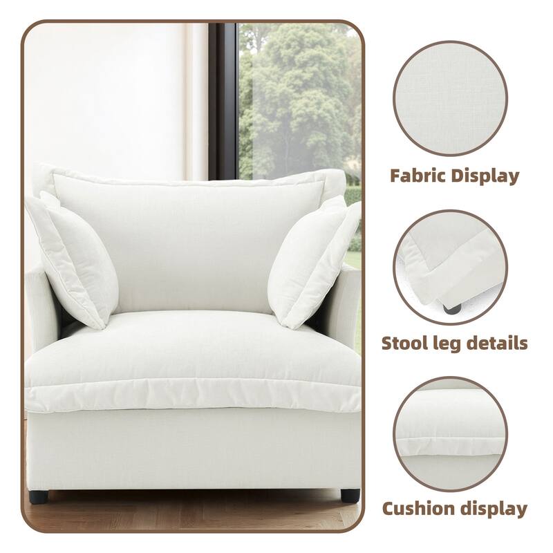 39"W Oversized Upholstered Chenille Comfy Cloud Accent Armchair