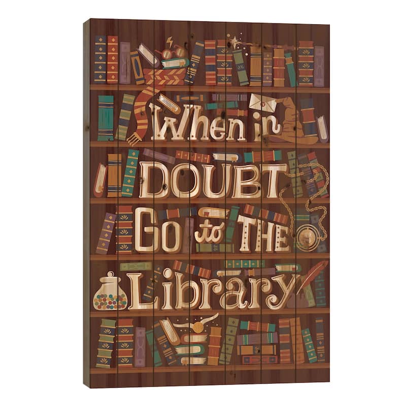 Library Print On Wood by Risa Rodil - Multi-Color - 40x26x1.5