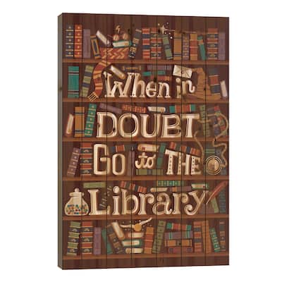 Library Print On Wood by Risa Rodil - Multi-Color