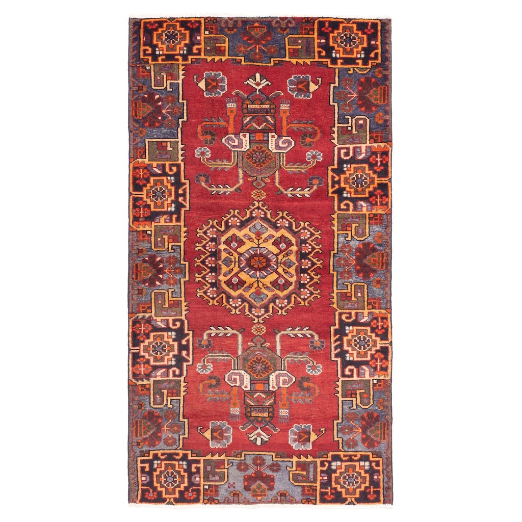 ECARPETGALLERY Hand-knotted Konya Anatolian Red Wool Rug - 3'11 x 7'4